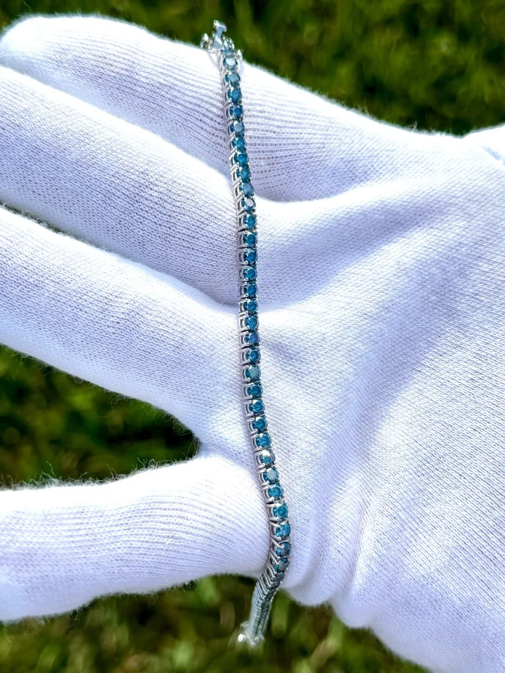 925 Silver, 5.6CTW Royal Blue Moissanite Tennis Bracelet
